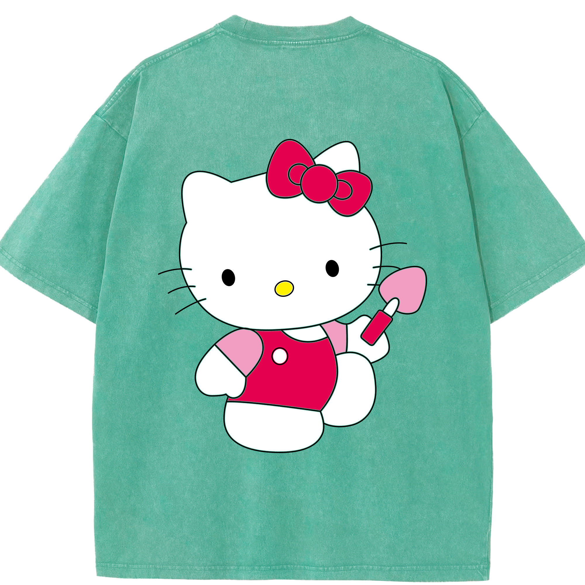 （画像用） Hello Kitty ハローキティ 綿100% ヴィンテージ風 半袖Tシャツ（背面プリント）